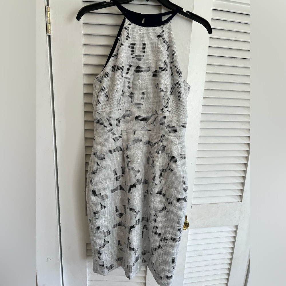 White with navy underlay Katherine Kelly dress size 2